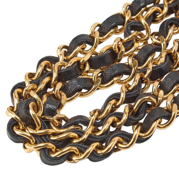 Authentic CHANEL vintage leather link charm belt 1984 main image 4